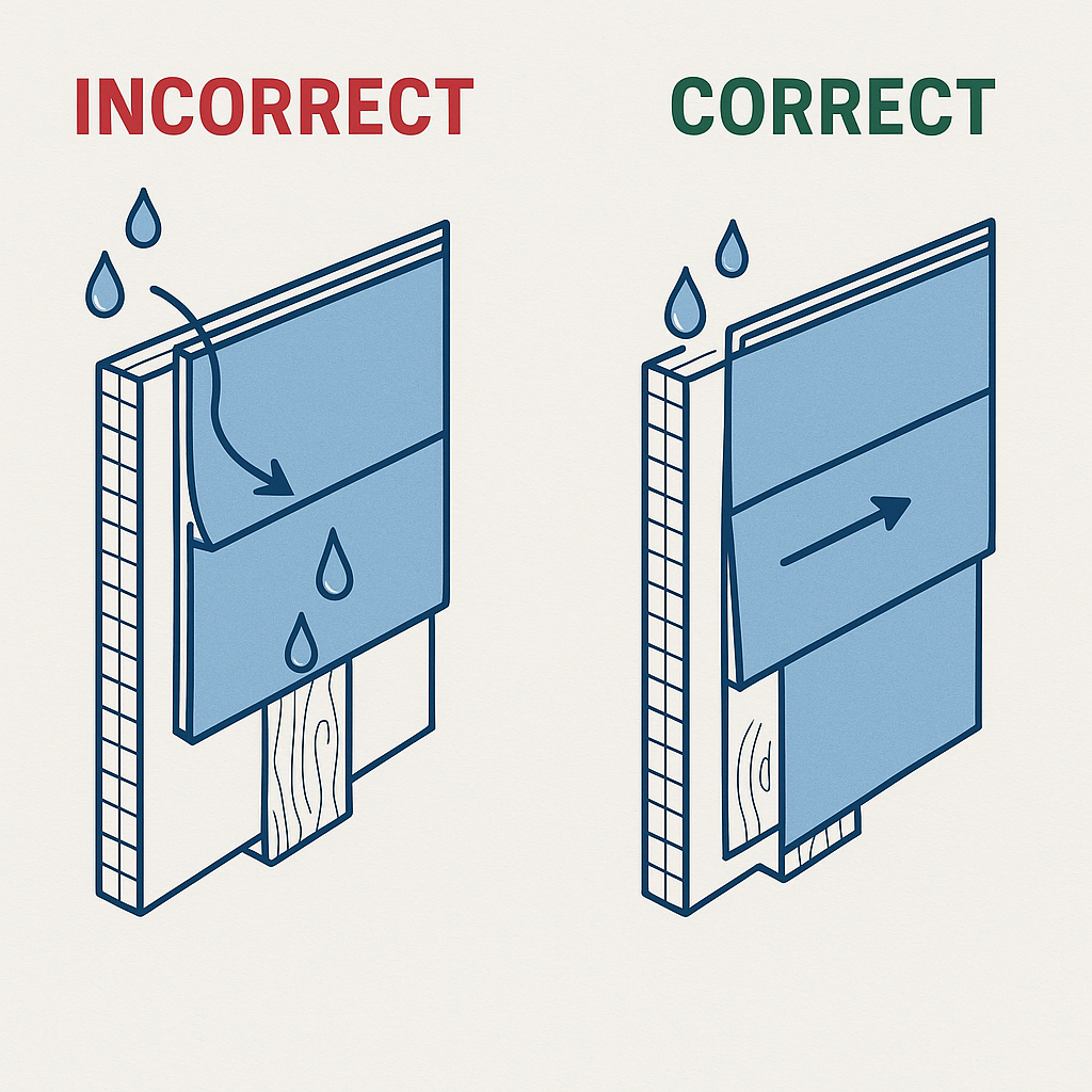 WRB installation correct vs incorrect