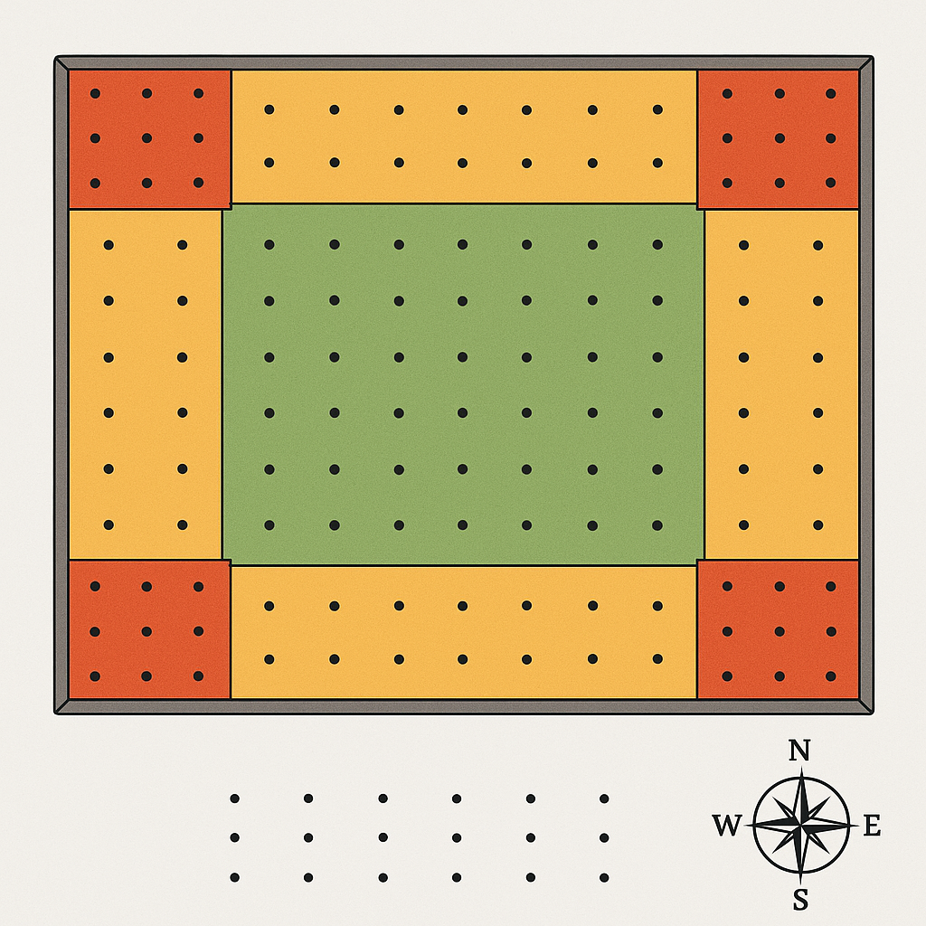 Wind uplift fastener zone diagram